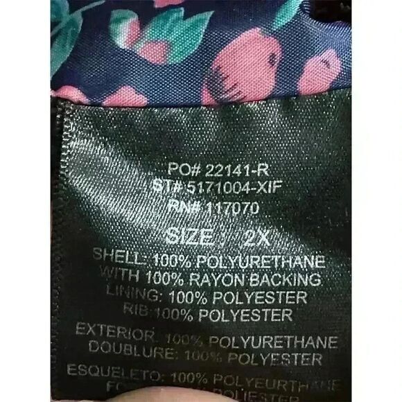 Theory Womens Jacket 2X Faux Leather Floral Lining Zipper Back Ribbed Knit - Picture 7 of 8